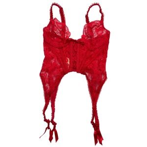 VTG 80s Victoria's Secret Jezebel NWT Red Lace‎ Corset Top 34D Made in USA
